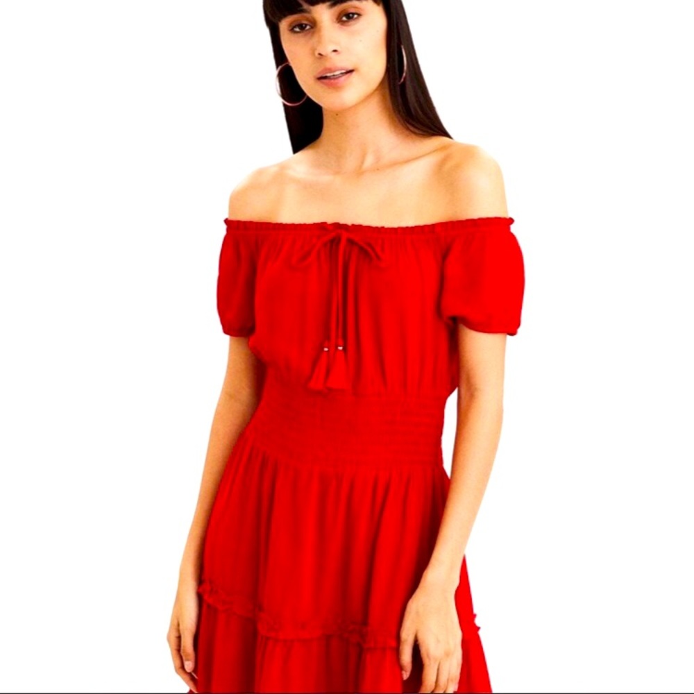 red dress with off shoulders. Size S American eagle